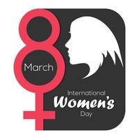 8 Mars internationell kvinnors dag med kvinnors vektor få kort