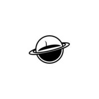 Vektor Logo auf welche ein abstrakt Bild von ein Planet mit ein Orbit im äußere space.logo,vektor,illustrationen
