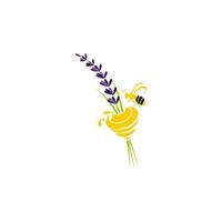 Lavendel Blume, Honig Biene,Symbol,Illustration,Designs Vektor, Logo, Silhouette, Linie Kunst vektor