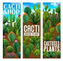 mexikansk taggig kaktus suckulenter vertikal banderoller vektor