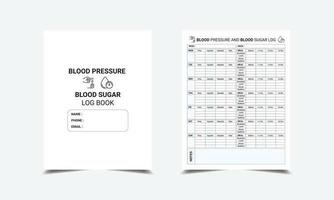 Blut Druck und Blut Zucker Log Buch kdp Innere vektor