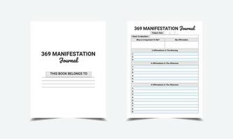 369 Manifestation Tagebuch Logbuch Planer Vorlage Design zum niedrig Inhalt kdp Innere vektor