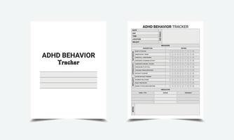 adhd beteende tracker loggbok planerare mall design för låg innehåll kdp interiör vektor