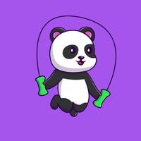 söt panda spelar bambu hoppa rep tecknad serie vektor ikoner illustration. platt tecknad serie begrepp. lämplig för några kreativ projekt.