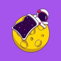 süß Astronaut tragen Decke Schlafen auf Mond Karikatur Vektor Symbole Illustration. eben Karikatur Konzept. geeignet zum irgendein kreativ Projekt.