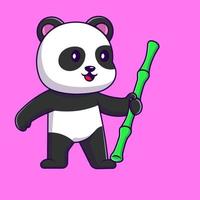 süß Panda halten Bambus Karikatur Vektor Symbole Illustration. eben Karikatur Konzept. geeignet zum irgendein kreativ Projekt.