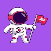 süß Astronaut halten Flagge Karikatur Vektor Symbole Illustration. eben Karikatur Konzept. geeignet zum irgendein kreativ Projekt.