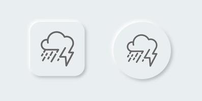 Gewitter Linie Symbol im neomorph Design Stil. Wetter Zeichen Vektor Illustration.