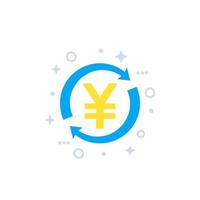 Cashback, Geldrückerstattung und Umtauschsymbol mit yen.eps vektor