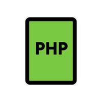 PHP-Dateisymbolzeile isoliert auf weißem Hintergrund. schwarzes, flaches, dünnes Symbol im modernen Umrissstil. Lineares Symbol und bearbeitbarer Strich. einfache und pixelgenaue strichvektorillustration. vektor