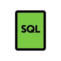 SQL-Dateisymbolzeile isoliert auf weißem Hintergrund. schwarzes, flaches, dünnes Symbol im modernen Umrissstil. Lineares Symbol und bearbeitbarer Strich. einfache und pixelgenaue strichvektorillustration. vektor