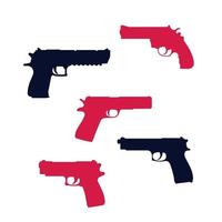 revolver, pistol, pistol, handeldvapen silhuetter, vektor set.eps