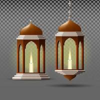 Ramadan Laterne Vektor. Element Design zum islamisch Feiertage. Gold und Silber realistisch 3d Lampe Illustration. vektor