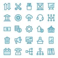 fylld blå översikt ikoner för företag förvaltning och tillväxt. vektor