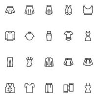 översikt ikoner för kläder. vektor