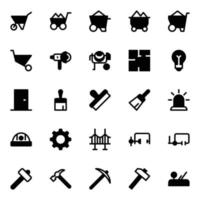 glyf ikoner för konstruktion. vektor