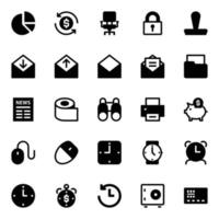 Glyphe Symbole zum Geschäft, Büro und Internet. vektor