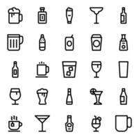 översikt ikoner för dryck. vektor