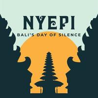 glücklich Nyepi Tag Hindu Religion glücklich Balis Tag von Stille Tempel Design zum Hintergrund Vorlage Vektor Illustration