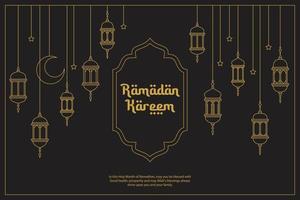 Ramadan karem, Vektor Feier von heilig Monat von Ramadan Linie Kunst Stil mit hängend Laterne zum Banner, flayer Poster und Gruß Karte