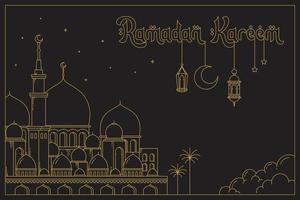 Ramadan karem, Vektor Feier von heilig Monat von Ramadan Linie Kunst Stil mit hängend Laterne zum Banner, flayer Poster und Gruß Karte