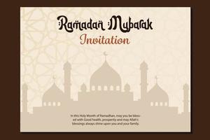 ramadan kareem hälsning kort med moské silhuett. vektor illustration.