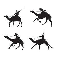bündeln von Männer Reiten Kamele Silhouette Vektor Illustration