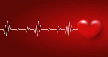 sjukvård hjärta form med röd konditionsträning puls. hjärtslag ensam, medicinsk abstrakt bakgrund. modern enkel design. ikon. tecken eller logotyp. vektor design.