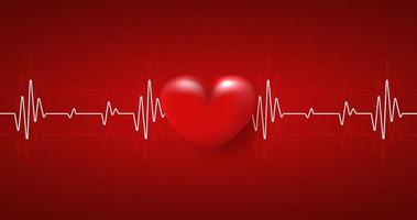Gesundheitswesen Herz gestalten mit rot Cardio Impuls. Herzschlag einsam, medizinisch abstrakt Hintergrund. modern einfach Design. Symbol. Zeichen oder Logo. Vektor Design.