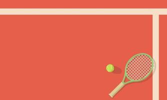 Tennisschläger und Ball liegen auf dem Platz vektor