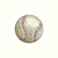 Hand gezeichnet Baseball Ball skizzieren Vektor Illustration im Farbe, Jahrgang Stil