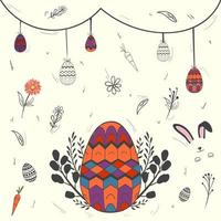 Hand gezeichnet Ostern Hintergrund mit Ostern Ei und Blumen- vektor