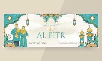 handritad glad eid al fitr banner vektor