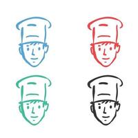 Koch Karikatur Symbol, Küche Koch Hut Symbol, Koch Logo Vektor Symbole im mehrere Farben