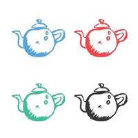 Teekanne Symbol, Teekanne Vektor Symbol, Kessel eben Symbol, Teekanne und Kessel Logo Vektor Symbole im mehrere Farben