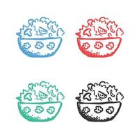 sallad skål ikon, vegetabiliska sallad skål tallrik, skål av sallad vektor ikoner i flera olika färger