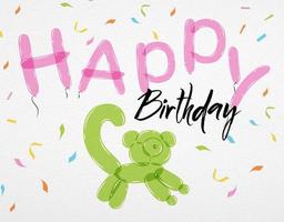 Karte mit Konfetti und Tiere von Luftballons mit das Inschrift glücklich Geburtstag Lemur von Luftballons vektor