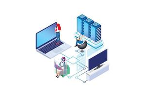 modern isometrisk data analys illustration, webb banderoller, lämplig för diagram, infografik, bok illustration, spel tillgång, och Övrig grafisk relaterad tillgångar vektor