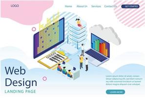 modern isometrisk webb landning sida data statistik Rapportera illustration, webb banderoller, lämplig för diagram, infografik, bok illustration, spel tillgång, och Övrig grafisk relaterad tillgångar vektor