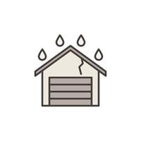 Garage mit Dach Leck Vektor Wasser Beschädigung Konzept farbig Symbol oder Symbol