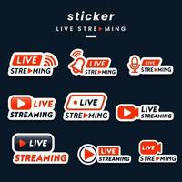 Aufkleberdesign von Live-Streaming-Bannern vektor