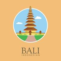 pura ulun See bratan Tempel Bali Wahrzeichen Vektor-Design Lager Illustration. Indonesien Reisen und Attraktion, Sehenswürdigkeiten, Tourismus und traditionelle Kultur vektor