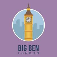 platt modern big ben london landmärke vektorillustration. englands resor och attraktion, landmärken och turism vektor