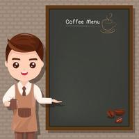 personal män rekommenderade kaffemeny vektor