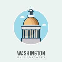 United States Capitol Building Ikone Washington Design Vektor Lager Illustration. Reisen und Attraktionen der Vereinigten Staaten, Sehenswürdigkeiten und Tourismus