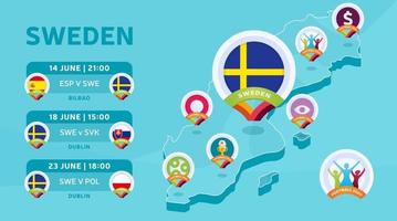 Schweden Karte Fußballspiele vektor