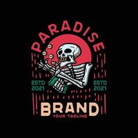 Paradiesschädel mit Geldmünzen. Vintage-Stil für T-Shirt vektor