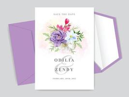 elegante Blumen handgezeichnete Hochzeitseinladungskarten vektor