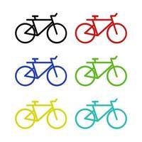 uppsättning cyklar på vit bakgrund vektor