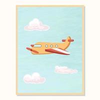 süß Hand gezeichnet Flugzeug oder Flugzeug und Wolke Wachsmalstift Textur Illustration zum Kinder Zimmer Mauer Dekoration vektor